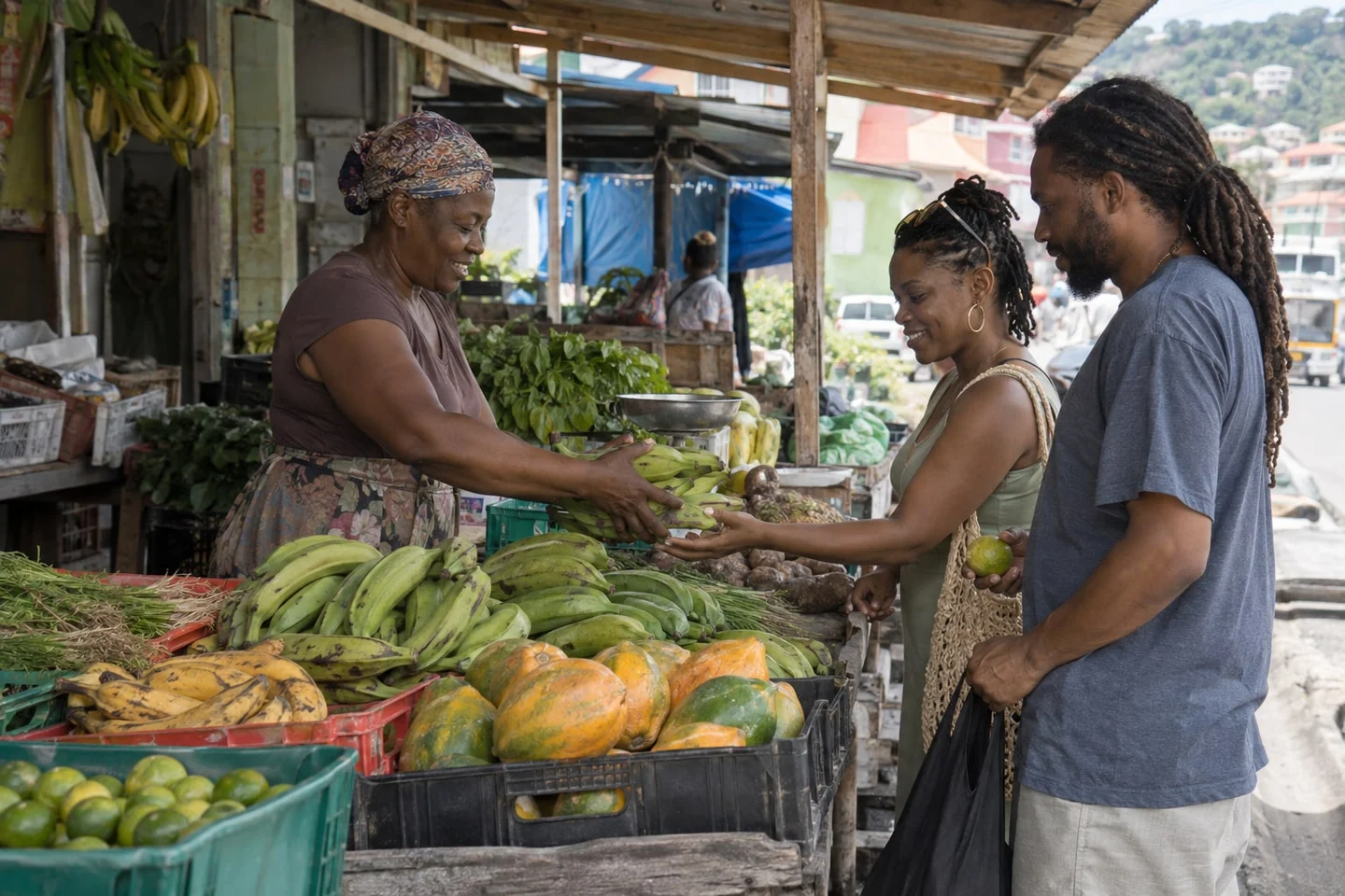 Illustrative local produce market for the cost of living in Grenada guide