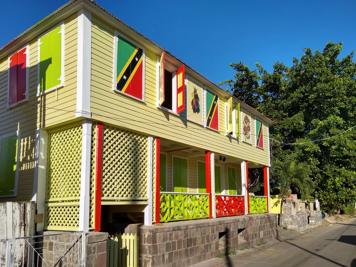 Colourful timber residential architecture in Basseterre, St Kitts